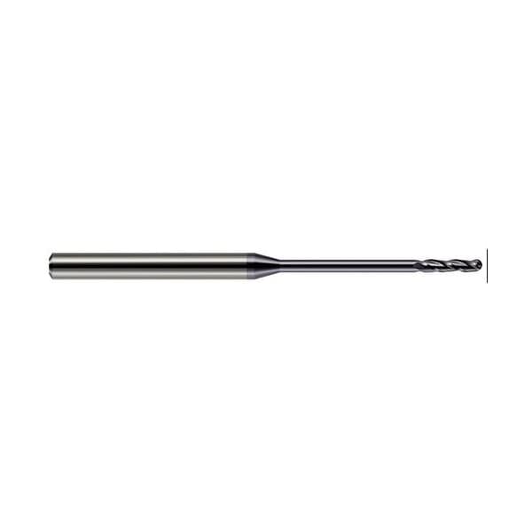 1/32 Cutter dia. x 0.1550 in. x 0.4700 in. Reach Carbide Ball End Mill, 3 Flutes, AlTiN Coated